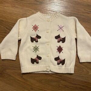 Gymboree Scottie Dog Spring Easter Argyle Sweater‎ Girls Size 12-18 Months Pink